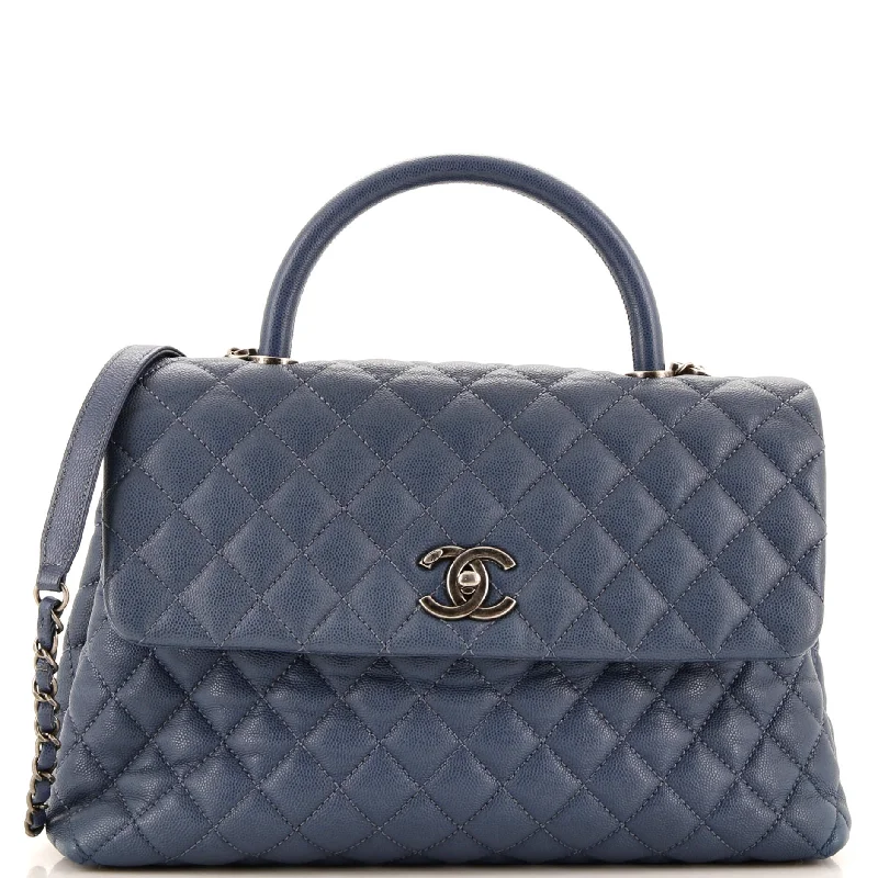 Coco Top Handle Bag Quilted Caviar Medium