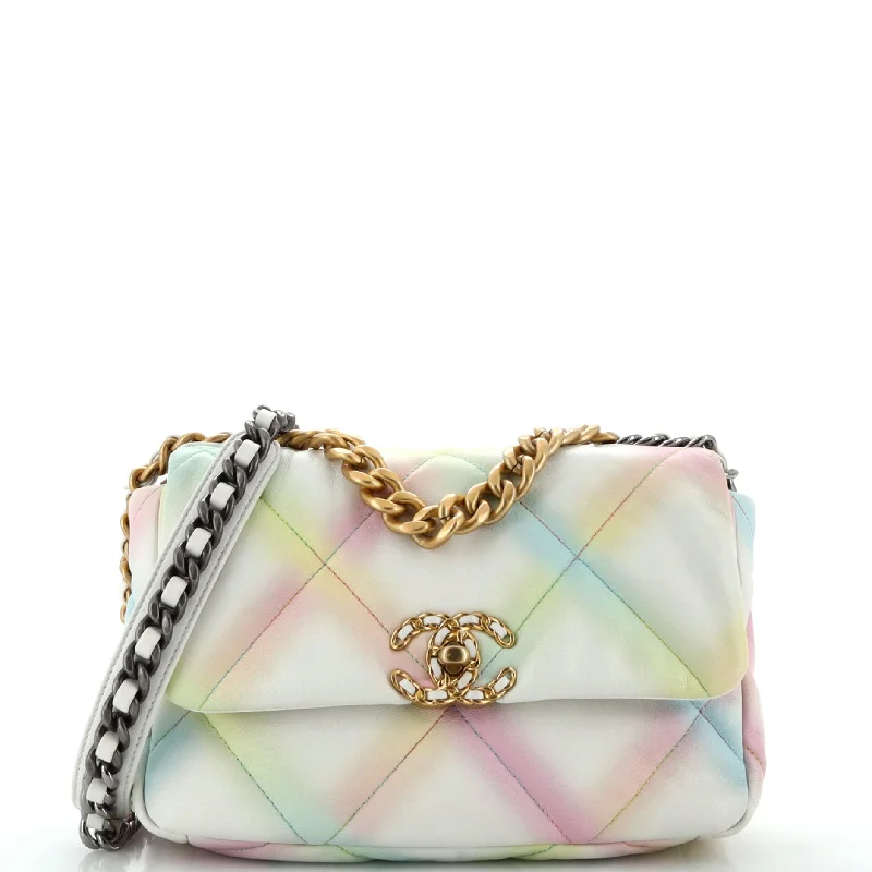 19 Flap Bag Quilted Multicolor Leather Medium