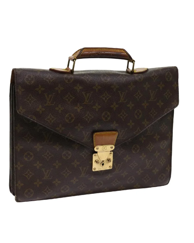 Monogram Canvas Briefcase with Scratches and Rubbing - France Made