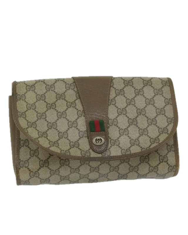 GG Canvas Web Sherry Line Clutch Bag with Red and Green Accents