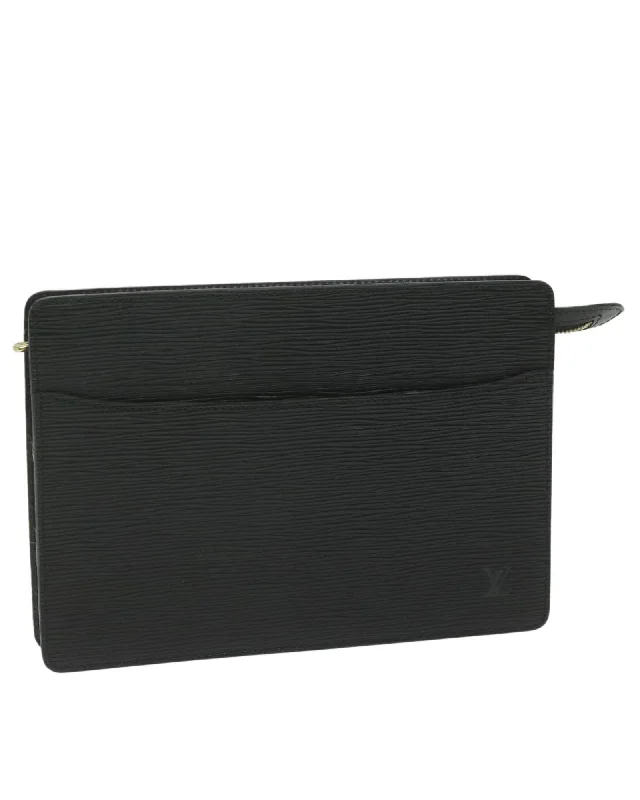 Black Epi Leather Clutch Bag with Dust Bag - French Made