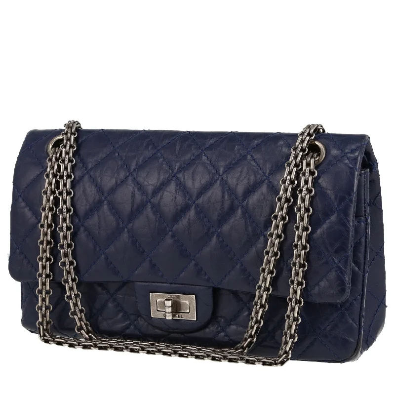 Chanel 2.55 shoulder bag in navy blue quilted leather