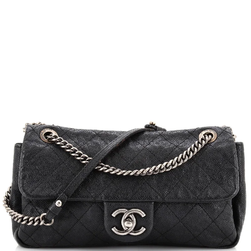 Easy Flap Bag Quilted Caviar Medium