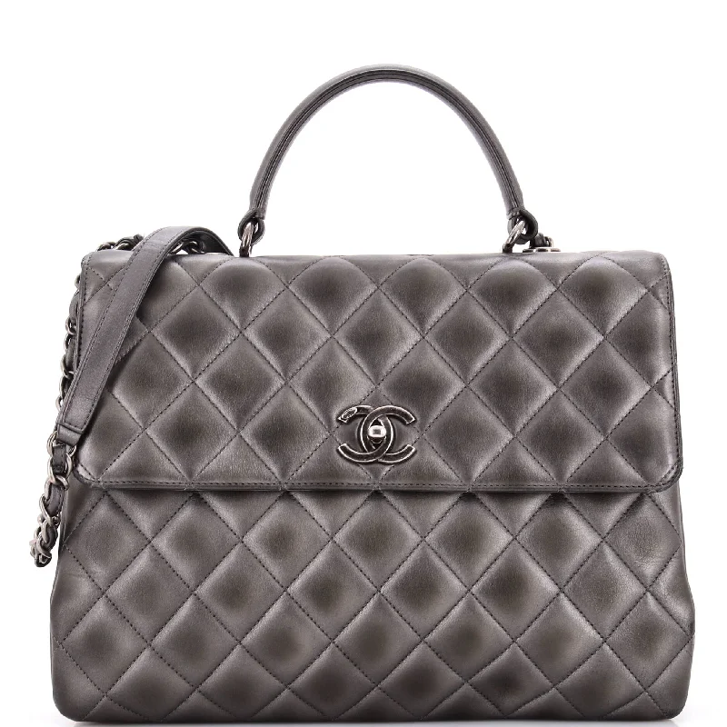 Trendy CC Top Handle Bag Quilted Lambskin Large