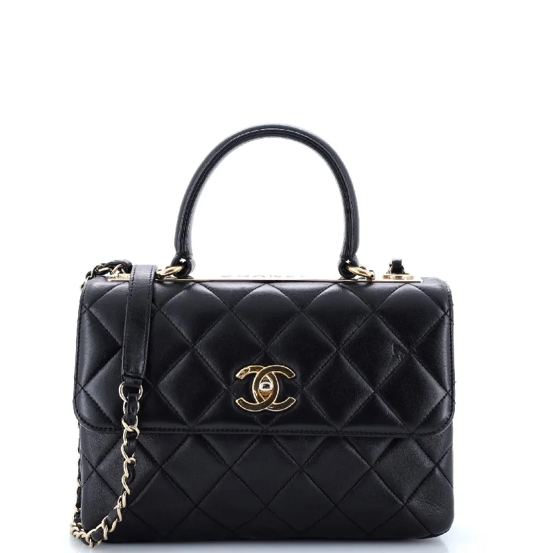 Trendy CC Top Handle Bag Quilted Lambskin Small