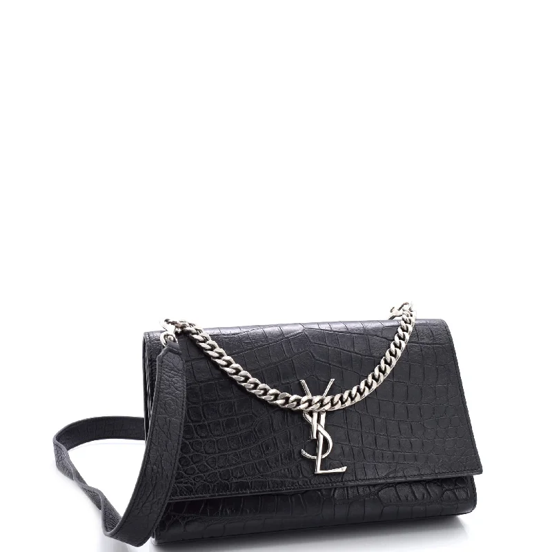 Classic Monogram Shoulder Bag Crocodile Embossed Leather