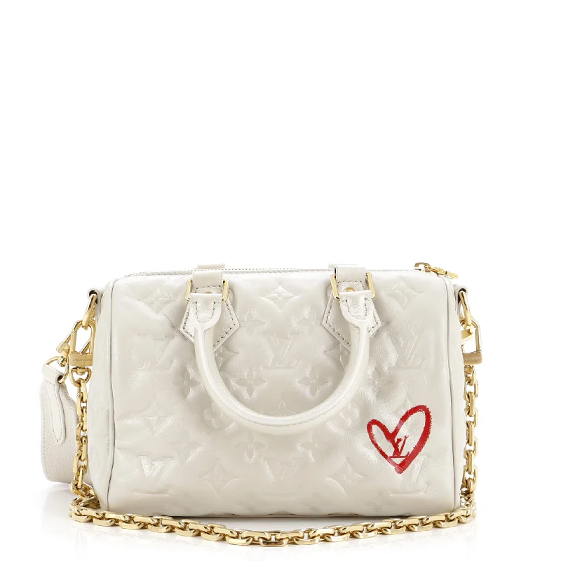 Speedy Bandouliere Bag Limited Edition Fall in Love Monogram Embossed Lambskin 22