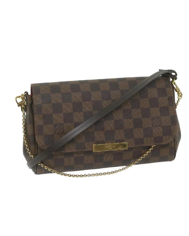 Elegant Damier Ebene Shoulder Bag with Shoulder Strap - French-made Designer Accessory