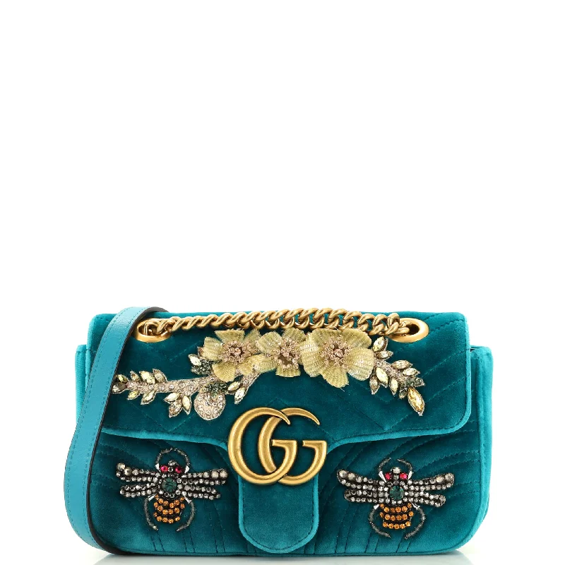 GG Marmont Flap Bag Embellished Matelasse Velvet Mini