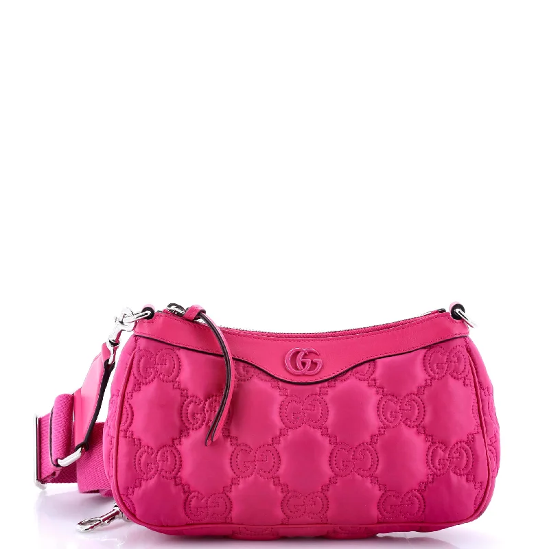 Zip Shoulder Bag GG Embossed Matelasse Nylon with Leather Mini