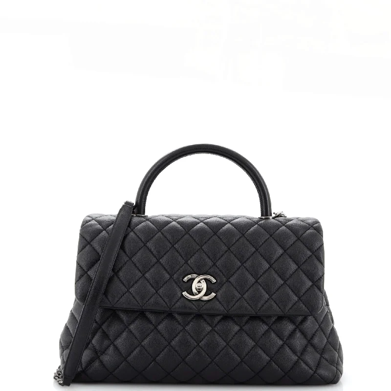 Coco Top Handle Bag Quilted Caviar Medium