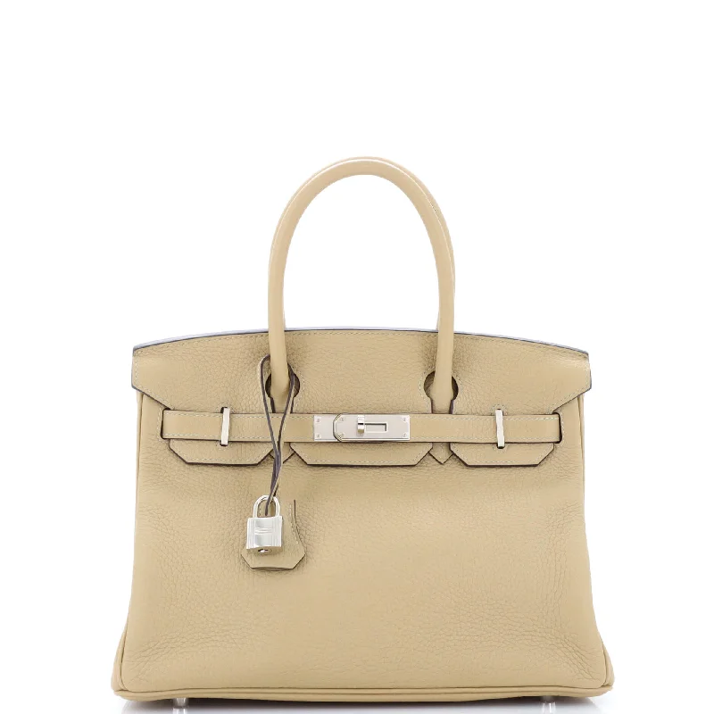 Birkin Handbag Light Clemence with Palladium Hardware 30