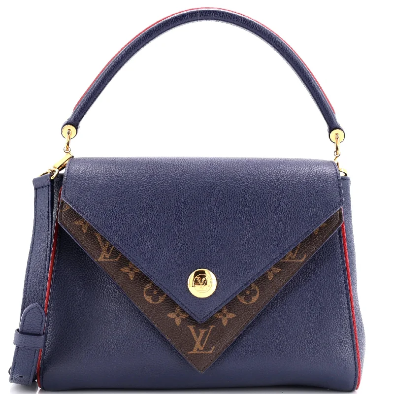 Double V Handbag Calfskin with Monogram Canvas