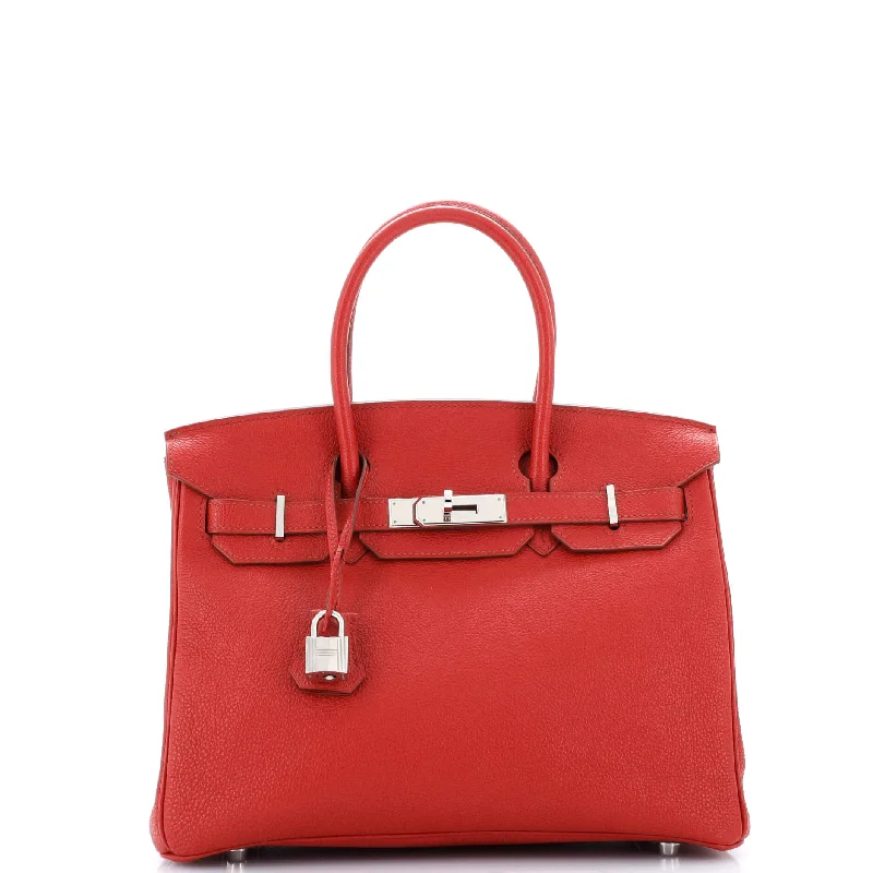 Birkin Handbag Rouge Garance Vache Trekking with Palladium Hardware 30