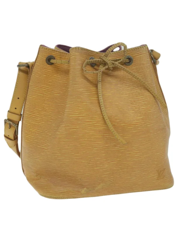 Epi Leather Petit Noe Shoulder Bag with Adjustable Strap and Multiple Compartments