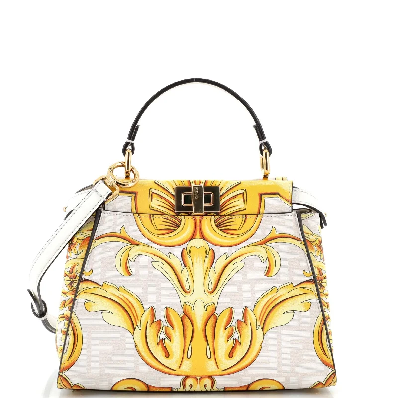 x Versace Fendace Peekaboo Bag Printed Zucca Leather Mini