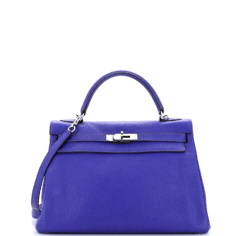 Kelly Handbag Bleu Electrique Togo with Palladium Hardware 32