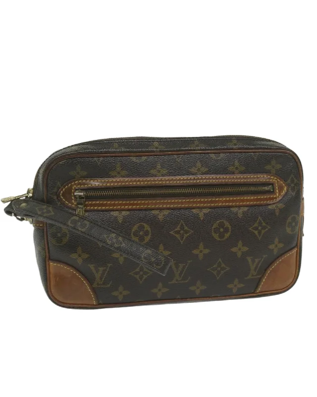 Monogram Canvas Clutch Bag with Accessories - Authentic LV Designer Handbag