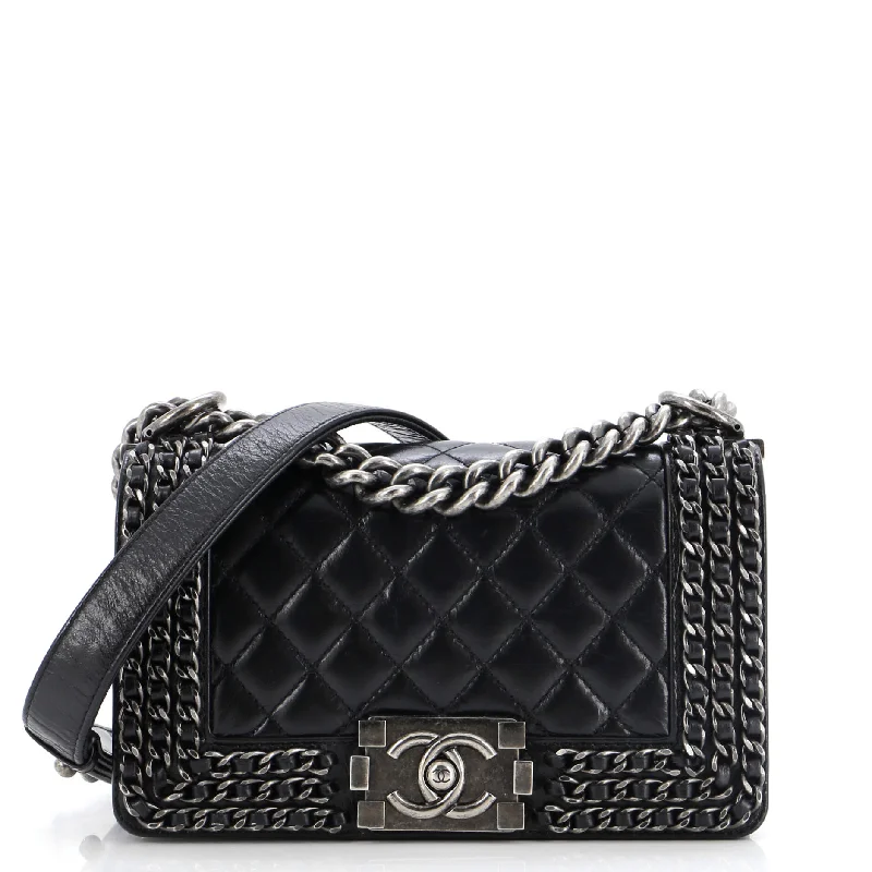 Chained Boy Flap Bag Quilted Glazed Calfskin Small