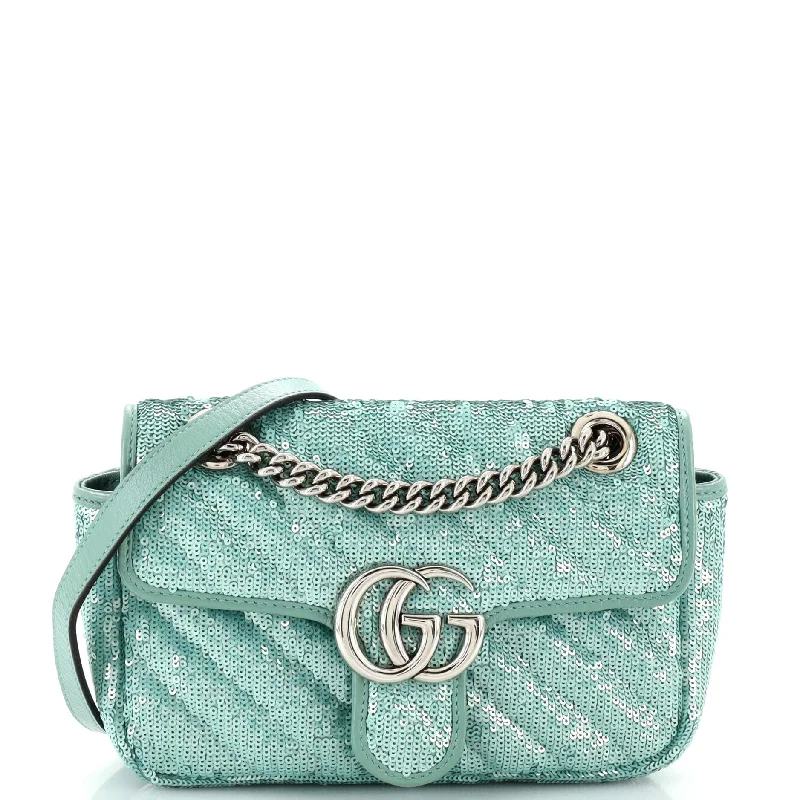 GG Marmont Flap Bag Diagonal Quilted Sequins Mini