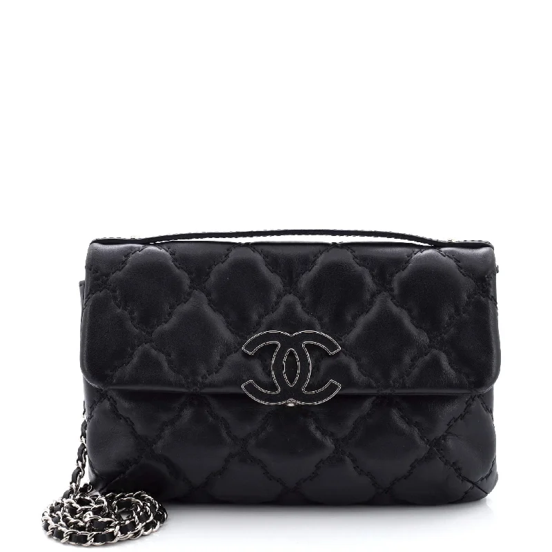 Double Stitch Hamptons Flap Bag Quilted Calfskin Mini