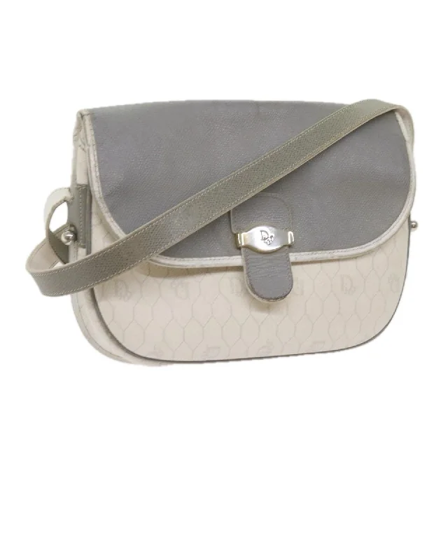 Honeycomb Canvas Shoulder Bag in White PVC Leather by Christian Dior