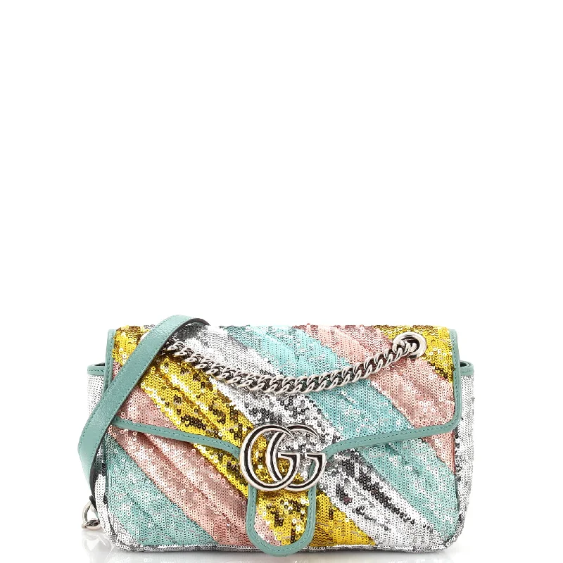 GG Marmont Flap Bag Diagonal Quilted Sequins Small