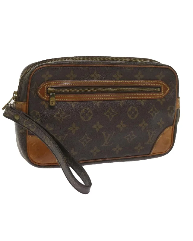 Monogram Canvas Clutch Bag with Dragonne Strap