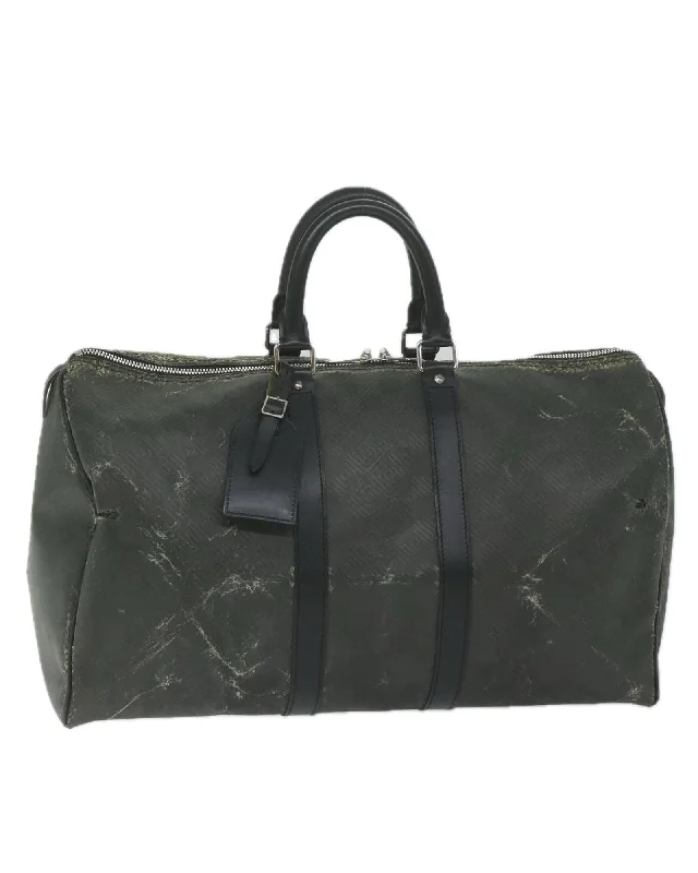 Damier Carbon Keepall 45 Boston Bag in Black Canvas