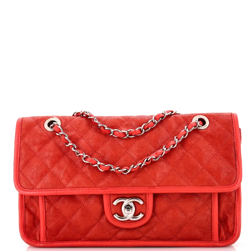 French Riviera Flap Bag Quilted Caviar Medium