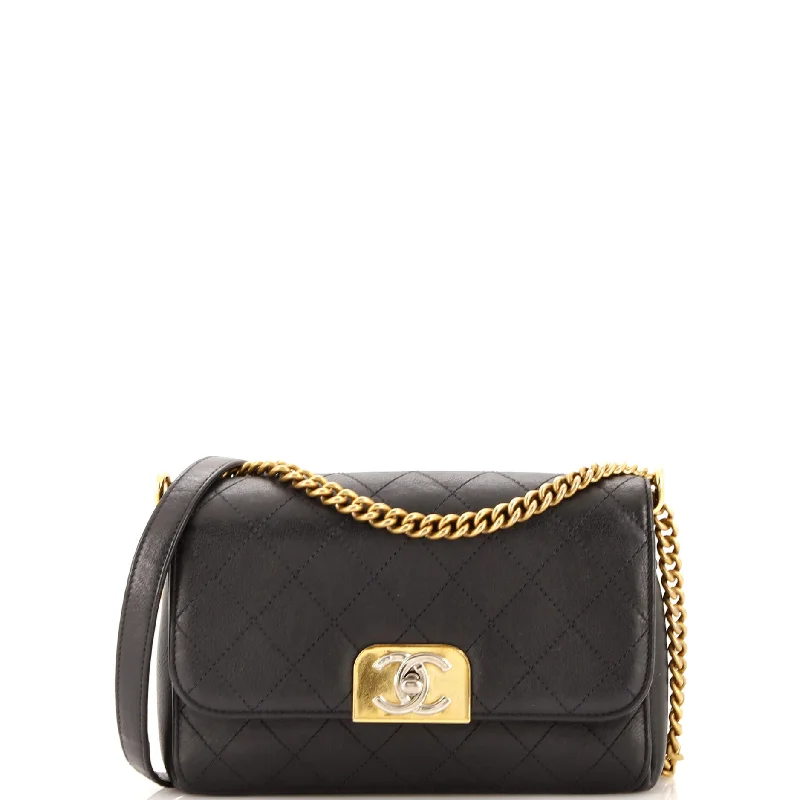 Straight Lines Flap Bag Quilted Calfskin Small