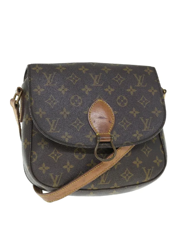 Monogram Shoulder Bag with Adjustable Strap and Multiple Pockets