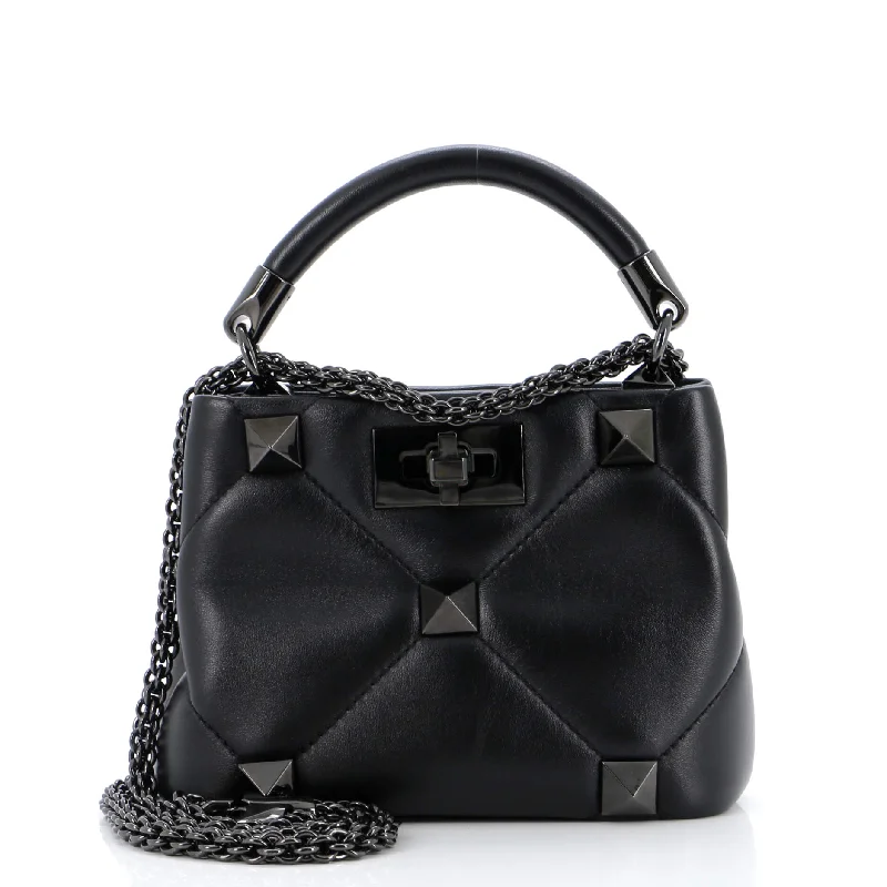 Roman Stud Top Handle Bag Quilted Leather Mini