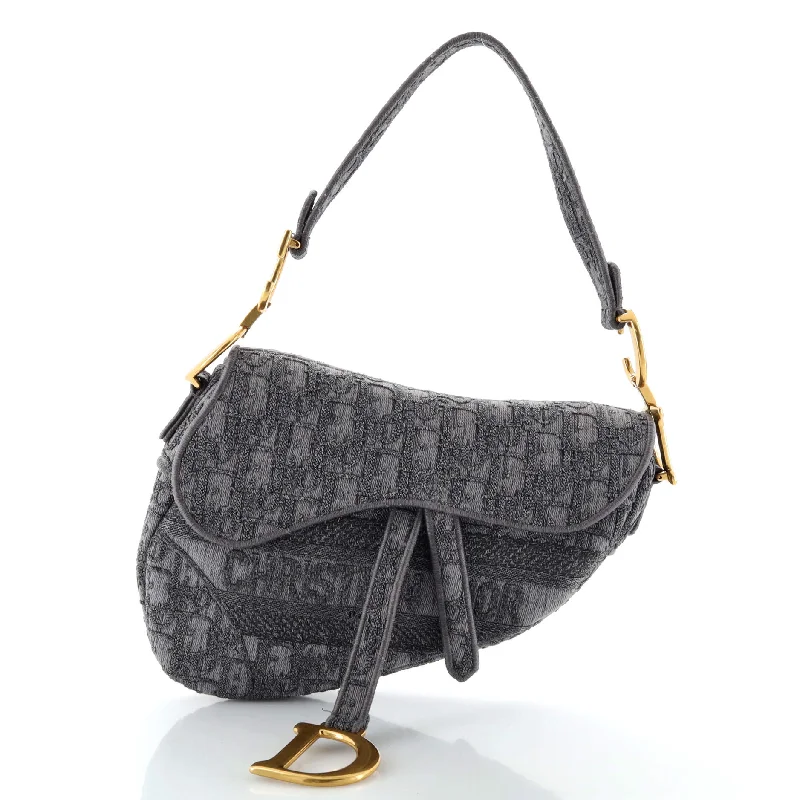 Saddle Handbag Oblique Denim Medium