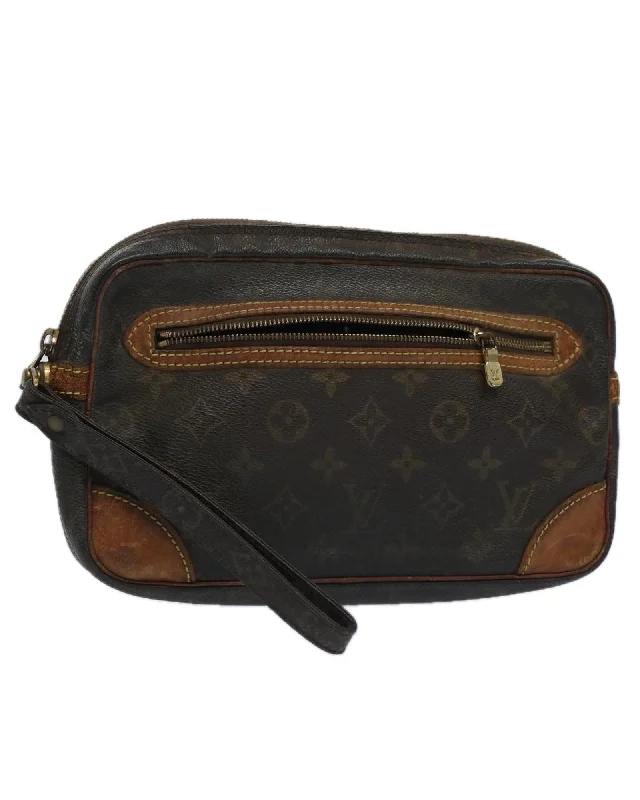 Monogram Canvas Clutch Bag with Dragonne Strap