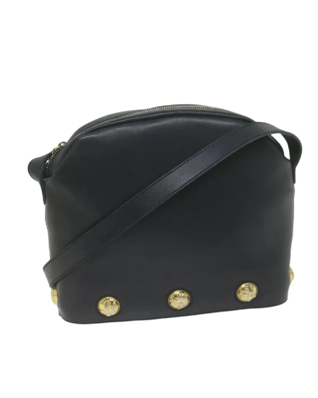 Navy Leather Shoulder Bag with Dust Bag and Adjustable Strap