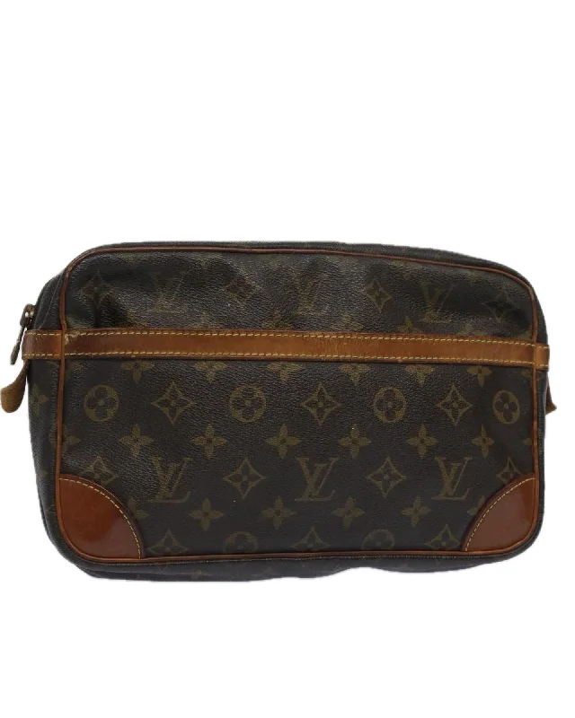 Monogram Canvas Clutch Bag with Metal Fittings