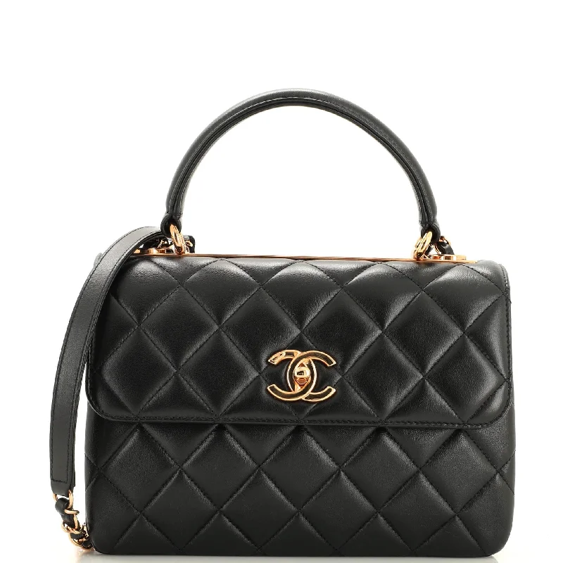 Trendy CC Top Handle Bag Quilted Lambskin Small