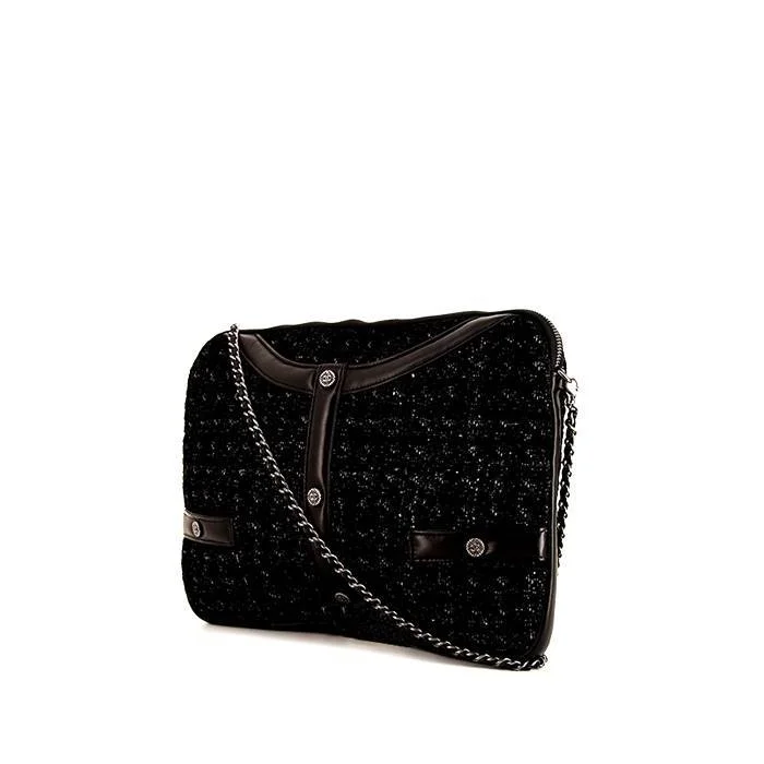 Chanel Editions Limitées shoulder bag in black tweed and black leather