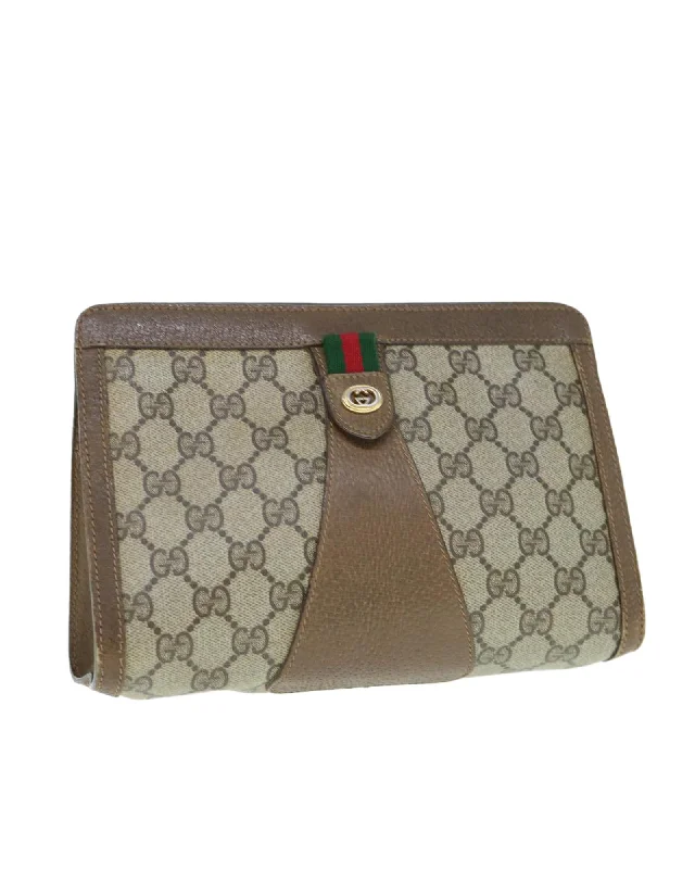 GG Supreme Web Sherry Line Clutch Bag with Red and Green Accents