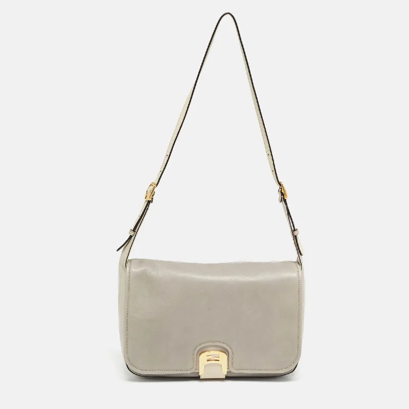 Fendi Two Tone Grey Leather Chameleon Shoulder Bag