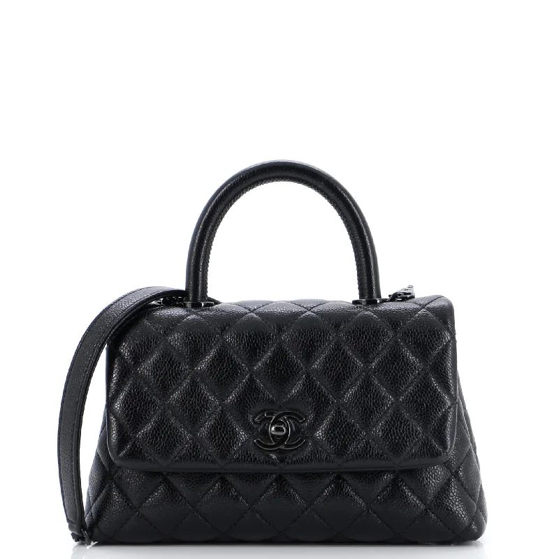 So Black Coco Top Handle Bag Quilted Caviar Mini