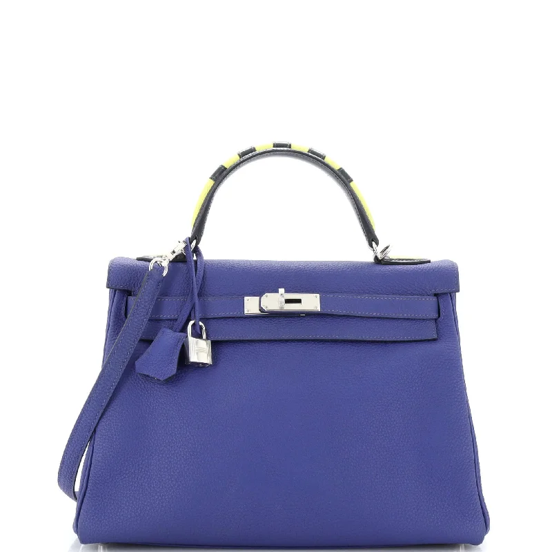 Kelly Au Trot Handbag Bleu Electrique Togo with Palladium Hardware 32