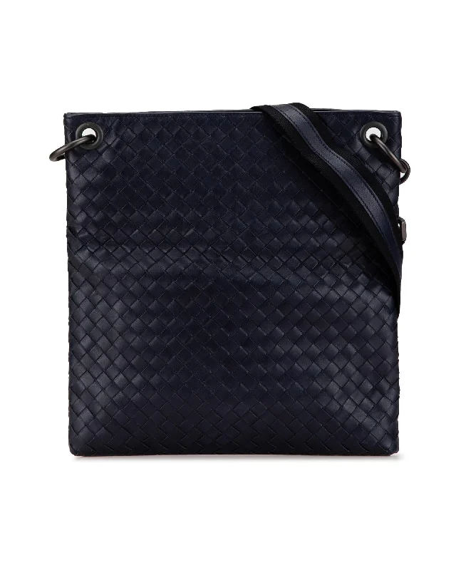 Woven Leather Crossbody Bag with Interior Zip Pocket