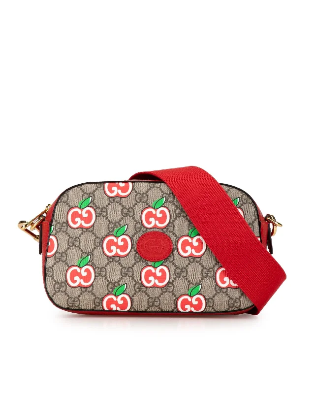 Printed Coated Canvas Crossbody Bag with Leather Trim