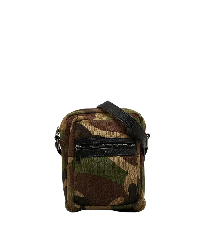 Canvas Camouflage Crossbody Bag by Yves Saint Laurent