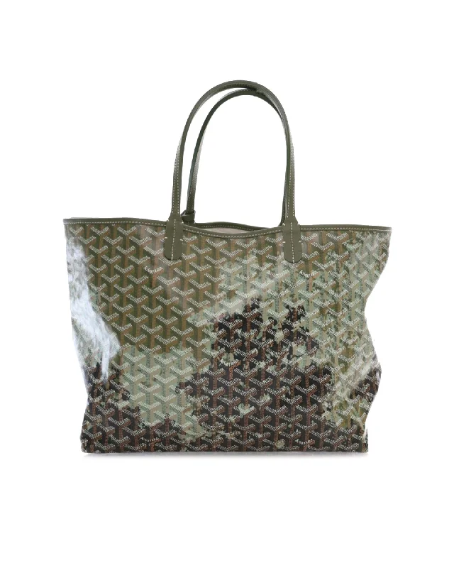 Coated Canvas Tote with Leather Trim and Detachable Pouch