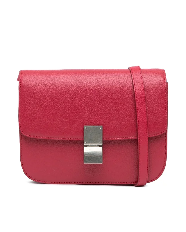 Small Calfskin Leather Crossbody Bag with Push Lock Flap