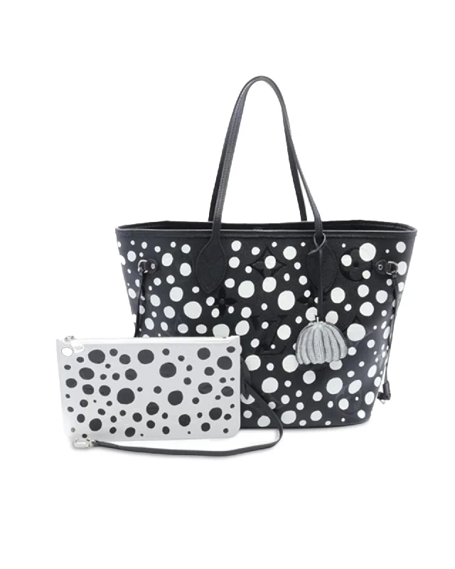 Infinity Dots Printed Leather Tote with Zip Pocket