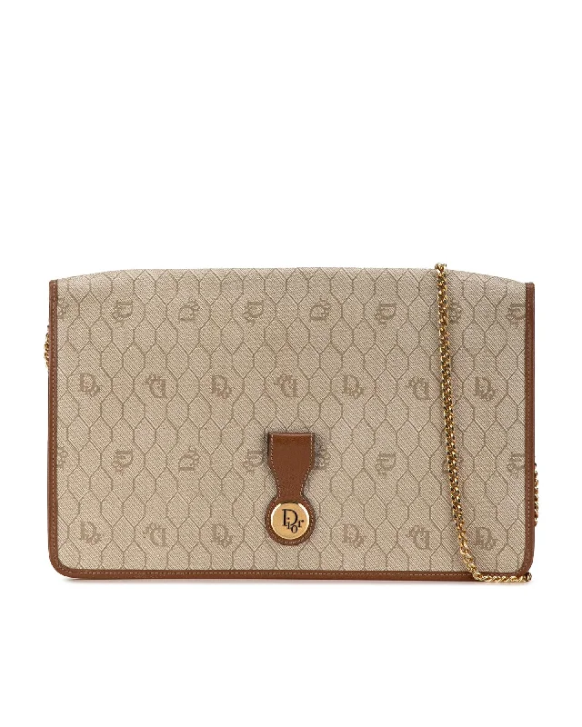 Honeycomb Patterned Chain Crossbody with Magnetic Snap Closure